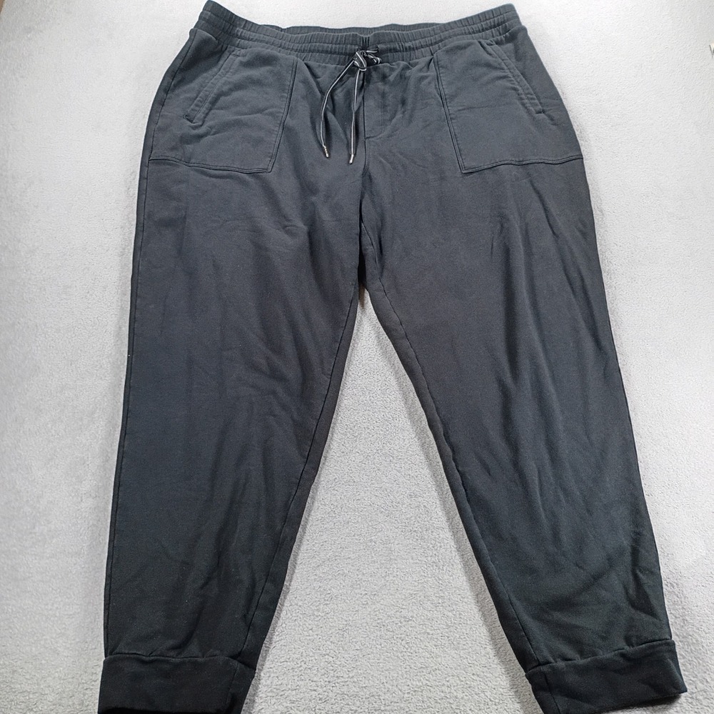 T by Talbots Womens Jogger Pants Black 3X Drawstring Waist Activewear